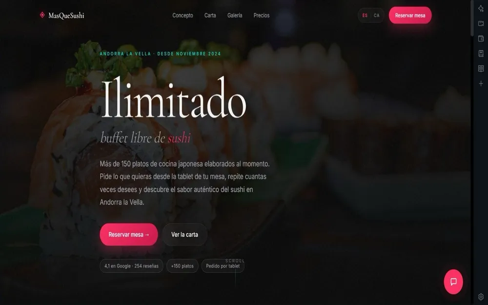 Ejemplo de landing para negocio local de restauración