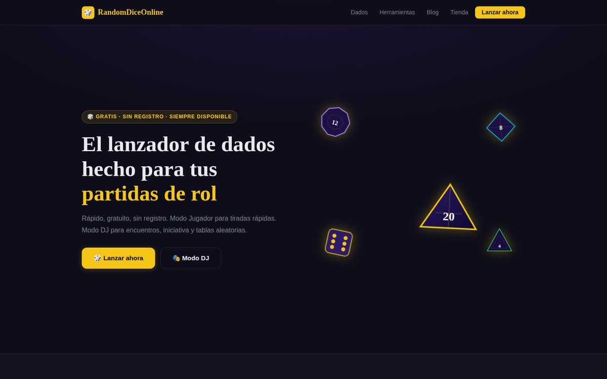 RandomDiceOnline — Lanzador de dados para rol